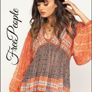 NWT FREE PEOPLE HOBO BLACK GOLD TUNIC size xs